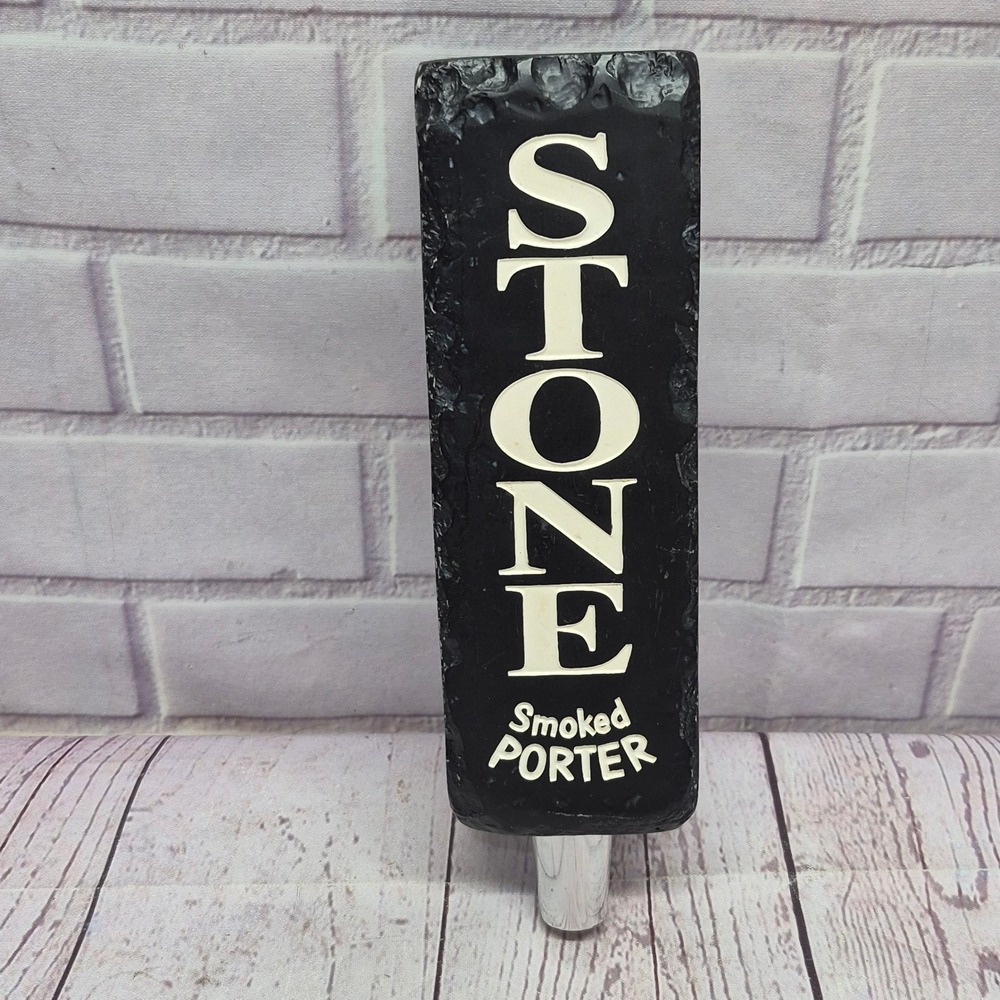 Stone Brewing Smoked Porter Beer Tap Handle Black Faux Stone Bar Decor 7.5 Inch